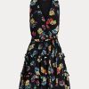 Flerfärgad Ralph Lauren Floral Crinkle Georgette Surplice Klänning för kvinnor Flerfärgad Ralph Lauren Floral Crinkle Georgette Surplice Klänning för kvinnor