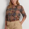 Flerfärgad Ralph Lauren plädad långärmad bomullsöverdel i stretchig bomull Flerfärgad Ralph Lauren plädad långärmad bomullsöverdel i stretchig bomull
