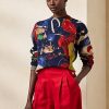 Flerfärgad Ralph Lauren Print bomullströjor med rund hals för kvinnor Flerfärgad Ralph Lauren Print bomullströjor med rund hals för kvinnor
