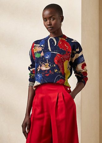 Flerfärgad Ralph Lauren Print bomullströjor med rund hals för kvinnor Flerfärgad Ralph Lauren Print bomullströjor med rund hals för kvinnor