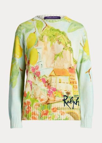Flerfärgad Ralph Lauren Print bomullströjor med rund hals för kvinnor