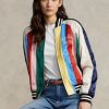 Flerfärgad Ralph Lauren randiga satin bomberjackor för kvinnor Flerfärgad Ralph Lauren randiga satin bomberjackor för kvinnor