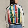 Flerfärgad Ralph Lauren randiga satin bomberjackor för kvinnor Flerfärgad Ralph Lauren randiga satin bomberjackor för kvinnor