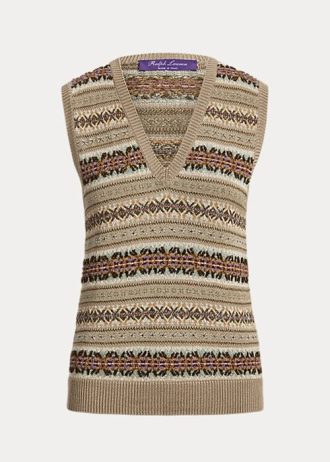 Flerfärgad Ralph Lauren utsmyckade Fair Isle-tröjor för kvinnor Flerfärgad Ralph Lauren utsmyckade Fair Isle-tröjor för kvinnor