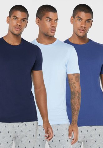Flerfärgade mäns Ralph Lauren 3-pack olika T-shirts med rund hals
