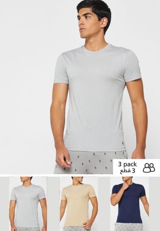 Flerfärgade mäns Ralph Lauren 3-pack olika T-shirts med rund hals