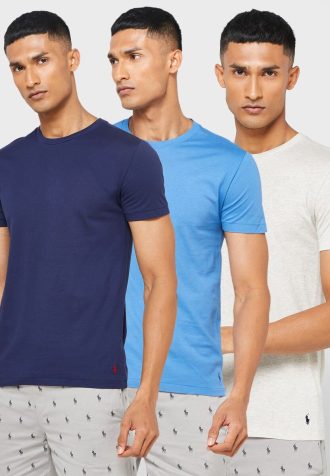 Flerfärgade mäns Ralph Lauren 3-pack olika T-shirts med rund hals Flerfärgade mäns Ralph Lauren 3-pack olika T-shirts med rund hals