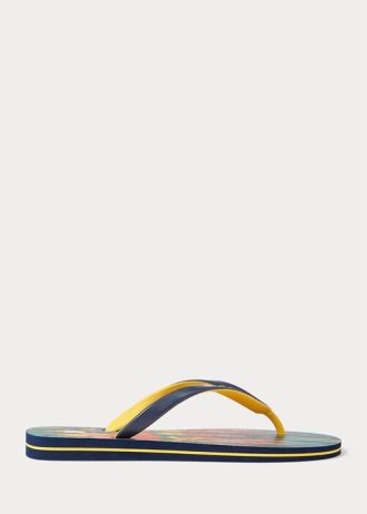 Flerfärgade mäns Ralph Lauren Bolt Tie-Dye flip flops