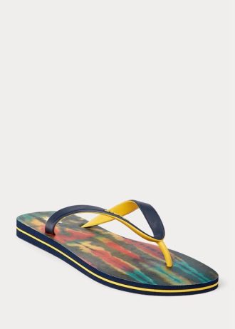 Flerfärgade mäns Ralph Lauren Bolt Tie-Dye flip flops