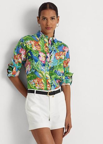 Flerfärgade Ralph Lauren blommiga linneskjortor för kvinnor