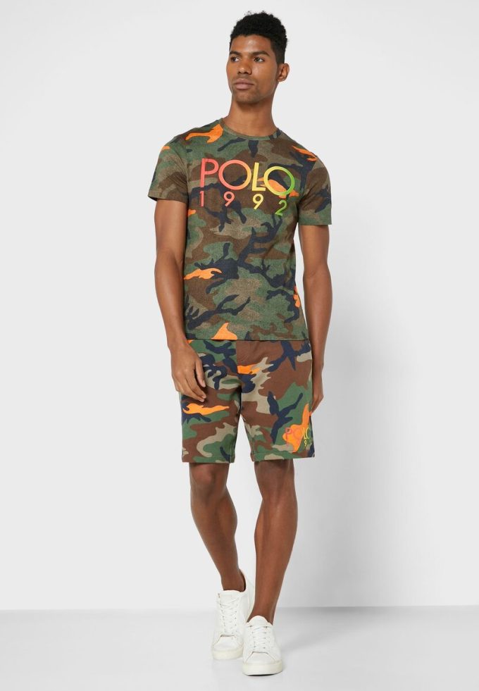 Flerfärgade Ralph Lauren Camo T-shirts med rund hals för män Flerfärgade Ralph Lauren Camo T-shirts med rund hals för män