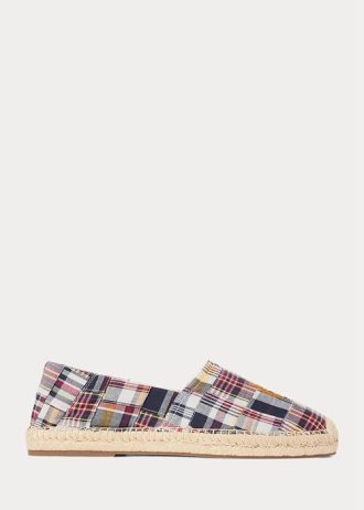 Blå flerfärgad Ralph Lauren Cevio Crest Madras Espadrille för män