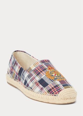 Blå flerfärgad Ralph Lauren Cevio Crest Madras Espadrille för män