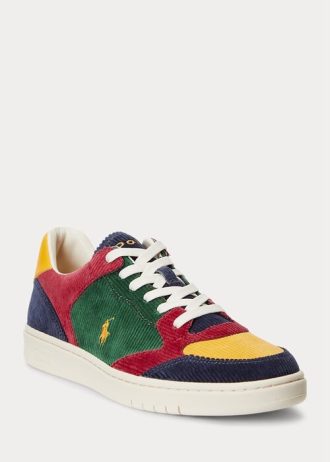 Flerfärgade Ralph Lauren Court Corduroy Sneakers för män