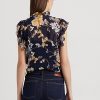 Flerfärgade Ralph Lauren Floral Georgette ärmlösa skjortor för kvinnor Flerfärgade Ralph Lauren Floral Georgette ärmlösa skjortor för kvinnor