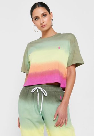 Flerfärgade Ralph Lauren grafiska T-shirts med rund hals för kvinnor