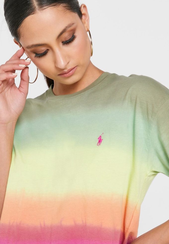 Flerfärgade Ralph Lauren grafiska T-shirts med rund hals för kvinnor Flerfärgade Ralph Lauren grafiska T-shirts med rund hals för kvinnor