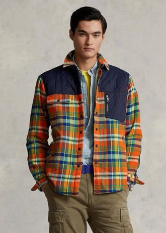Flerfärgade Ralph Lauren Plädade flanellhybridskjortor för män Flerfärgade Ralph Lauren Plädade flanellhybridskjortor för män