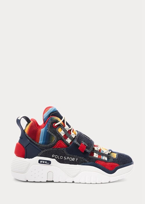 Flerfärgade Ralph Lauren PS100 Sneakers med flera tryck för män Flerfärgade Ralph Lauren PS100 Sneakers med flera tryck för män