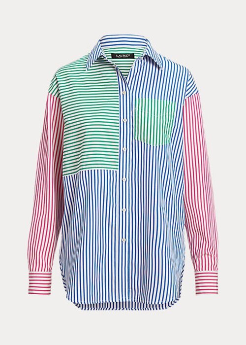 Flerfärgade Ralph Lauren-randiga skjortor i bomull för kvinnor Flerfärgade Ralph Lauren-randiga skjortor i bomull för kvinnor