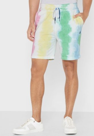 Flerfärgade shorts med Ralph Lauren-tryck för män