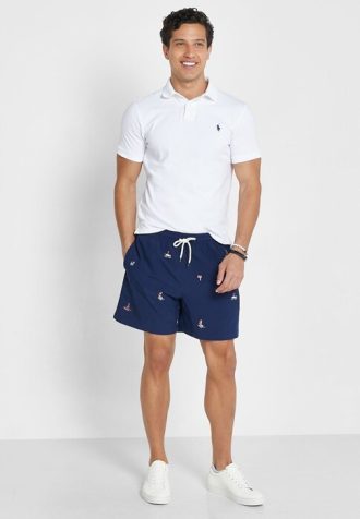 Flerfärgade shorts med Ralph Lauren-tryck för män