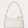 French Navy Dot/Cream Ralph Lauren Polka Dot Läder Handväska för kvinnor French Navy Dot/Cream Ralph Lauren Polka Dot Läder Handväska för kvinnor