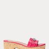Fuchsia dam Ralph Lauren Roxanne präglade lädersandaler Fuchsia dam Ralph Lauren Roxanne präglade lädersandaler