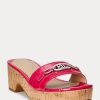 Fuchsia dam Ralph Lauren Roxanne präglade lädersandaler Fuchsia dam Ralph Lauren Roxanne präglade lädersandaler