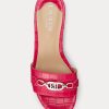 Fuchsia dam Ralph Lauren Roxanne präglade lädersandaler Fuchsia dam Ralph Lauren Roxanne präglade lädersandaler