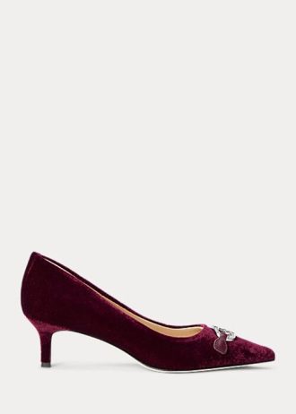 Fuchsia Ralph Lauren Amory sammetsklackar för kvinnor