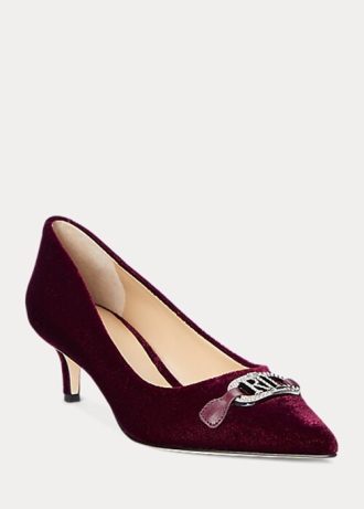 Fuchsia Ralph Lauren Amory sammetsklackar för kvinnor