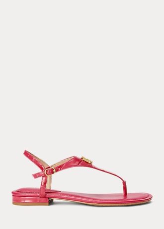 Fuchsia Ralph Lauren Ellington lädersandaler med präglade damer