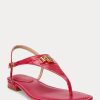 Fuchsia Ralph Lauren Ellington lädersandaler med präglade damer Fuchsia Ralph Lauren Ellington lädersandaler med präglade damer