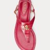 Fuchsia Ralph Lauren Ellington lädersandaler med präglade damer Fuchsia Ralph Lauren Ellington lädersandaler med präglade damer