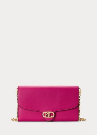 Fuschia Berry Ralph Lauren Läder Medium Adair Crossbody-väskor för kvinnor