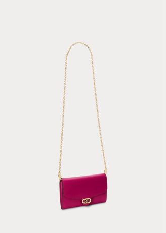 Fuschia Berry Ralph Lauren Läder Medium Adair Crossbody-väskor för kvinnor