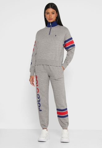 Grå dam Ralph Lauren logo joggingbyxor