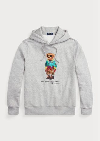Grå luvtröja i fleece från Ralph Lauren Polo Bear för män
