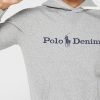 Grå luvtröja med logotyp Ralph Lauren herr Grå luvtröja med logotyp Ralph Lauren herr