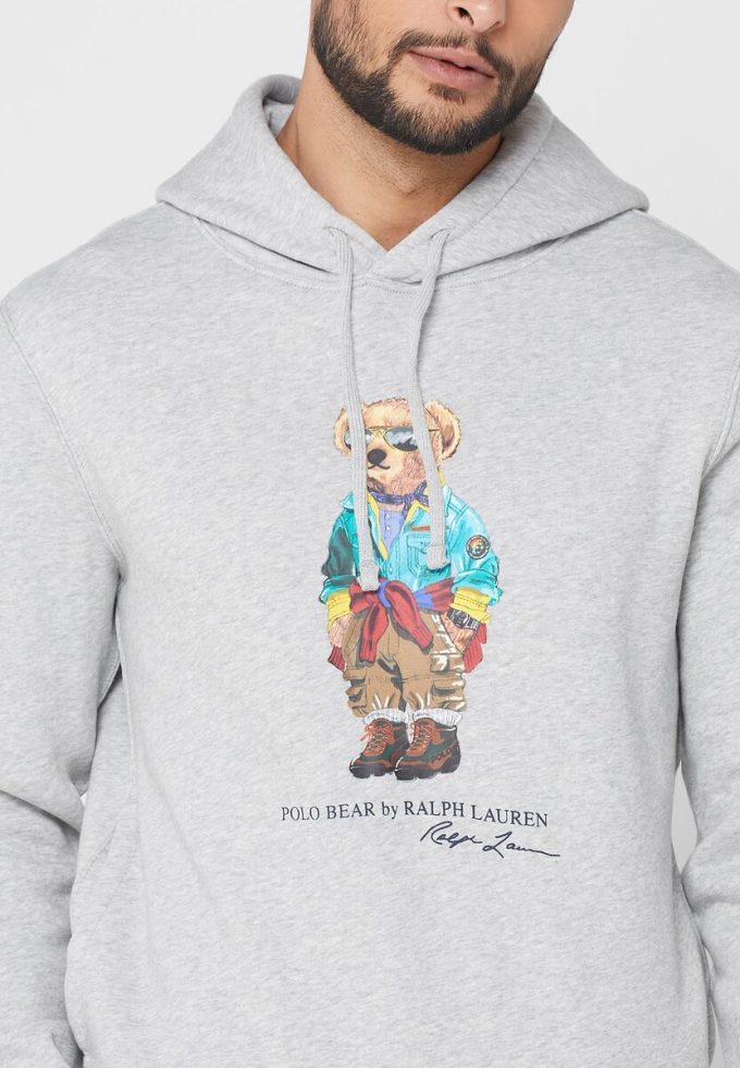 Grå luvtröja med tryck från Ralph Lauren herr Grå luvtröja med tryck från Ralph Lauren herr