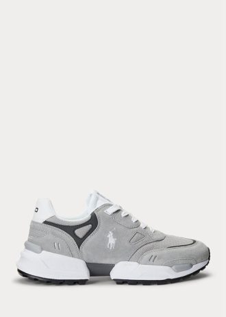 Grå män Ralph Lauren Jogger Mocka & Mesh sneakers