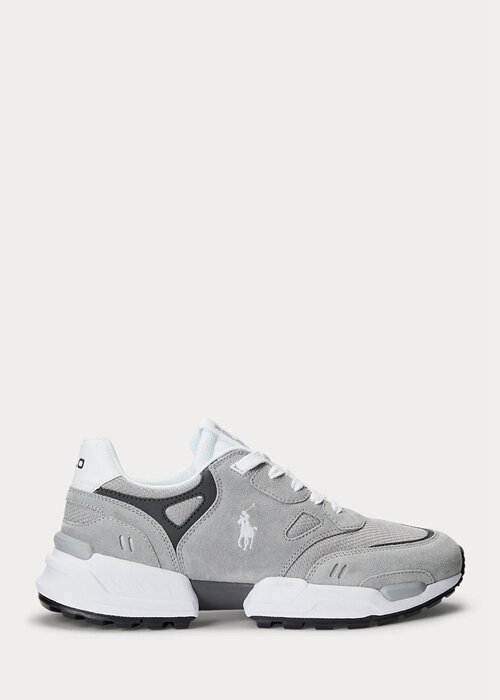 Grå män Ralph Lauren Jogger Mocka & Mesh sneakers Grå män Ralph Lauren Jogger Mocka & Mesh sneakers