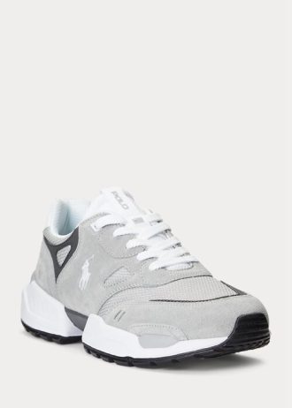 Grå män Ralph Lauren Jogger Mocka & Mesh sneakers
