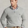 Grå Ralph Lauren Cotton tröja med kvarts dragkedja för män Grå Ralph Lauren Cotton tröja med kvarts dragkedja för män