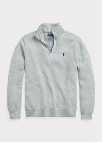 Grå Ralph Lauren Cotton tröja med kvarts dragkedja för män