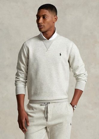 Grå Ralph Lauren dubbelstickad tröja för män