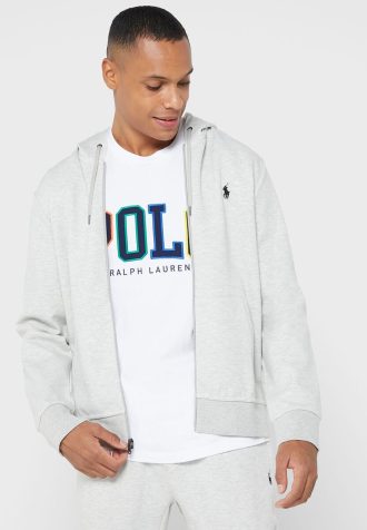 Grå Ralph Lauren Essential-huvtröja för män Grå Ralph Lauren Essential-huvtröja för män