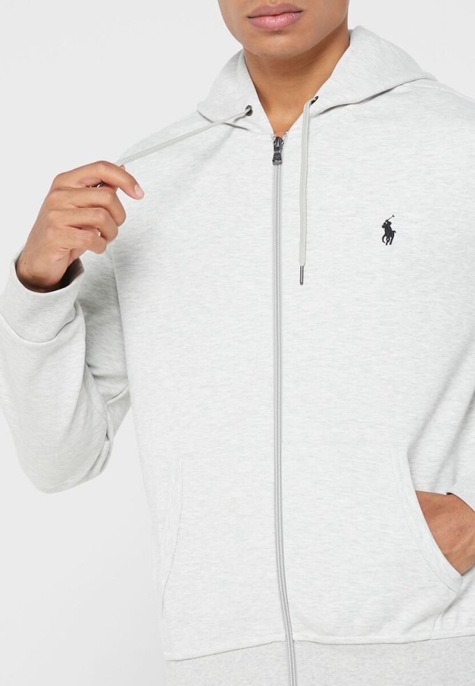 Grå Ralph Lauren Essential-huvtröja för män Grå Ralph Lauren Essential-huvtröja för män