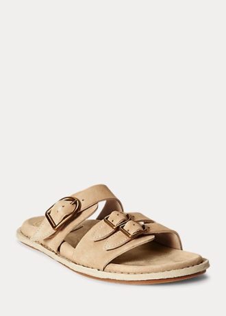 Grå Ralph Lauren Ezra kalvskinnsandaler i mocka för kvinnor